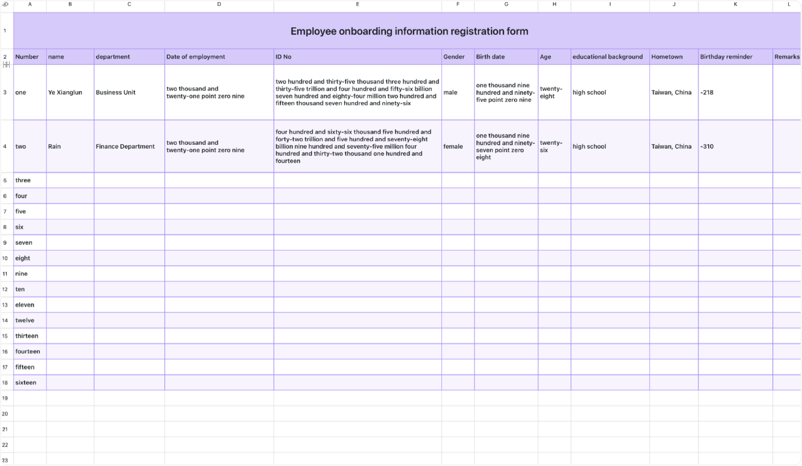 Employee Onboarding Information Registration Form 1